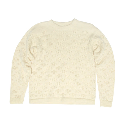 Victorian Floral Eyelet Lace Knit Virgin Wool Pullover