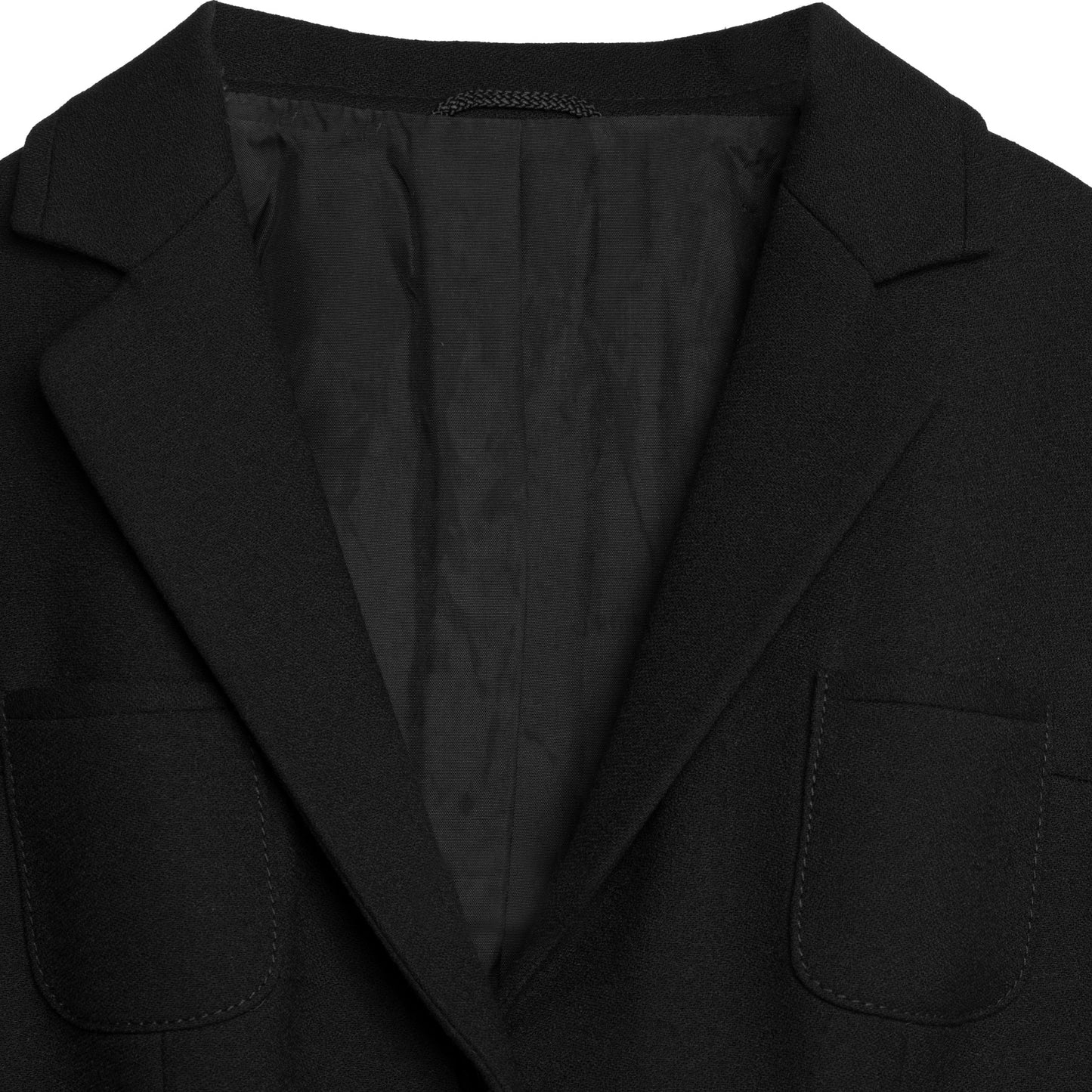 Virgin Wool Crepe Weave Belted Patch Pocket Blazer