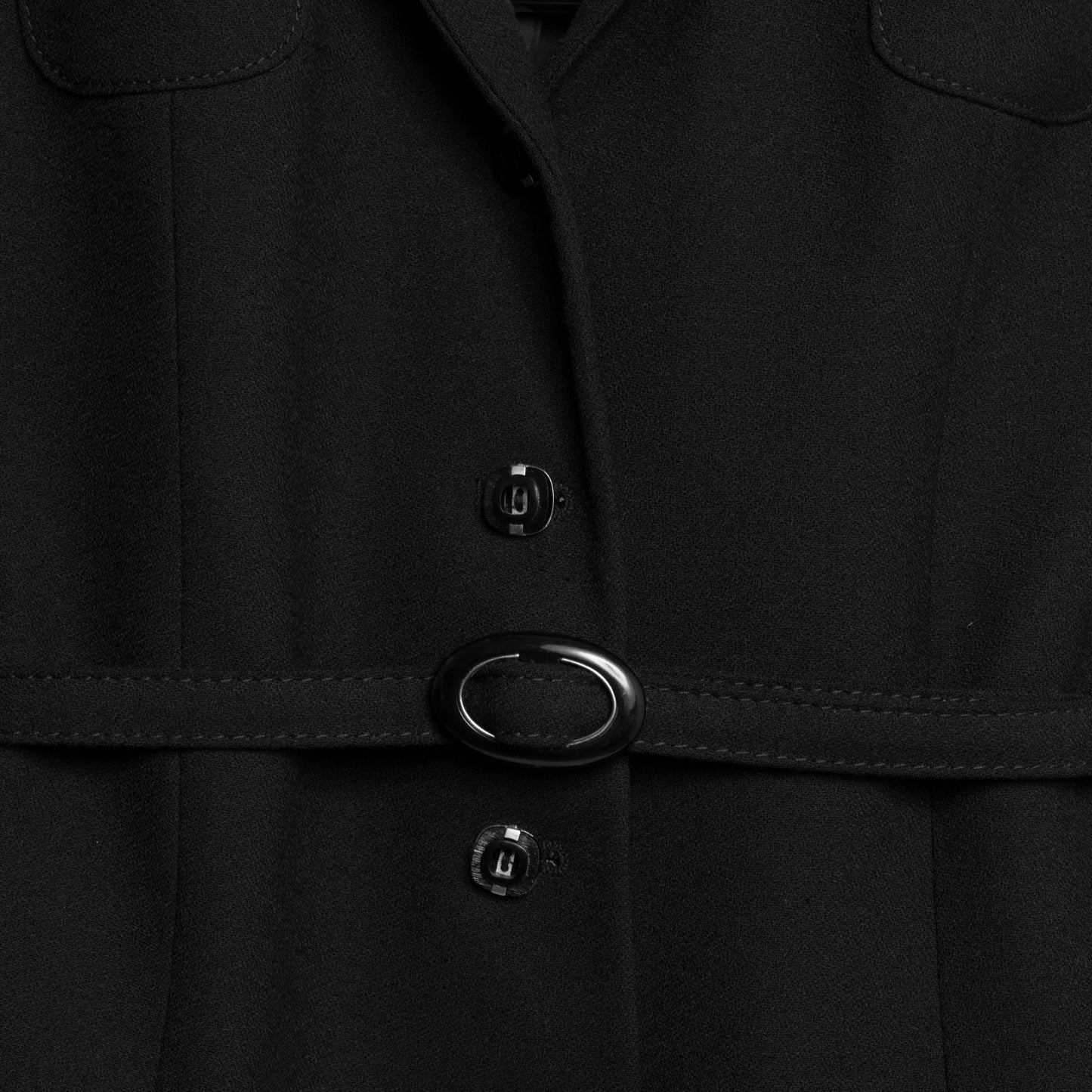 Virgin Wool Crepe Weave Belted Patch Pocket Blazer