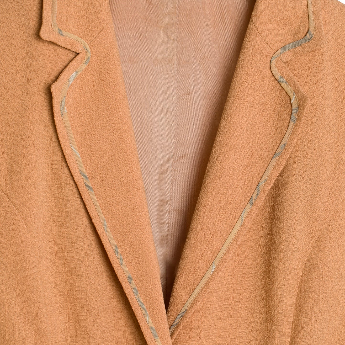 Crêpe Weave Piped Cutaway Blazer