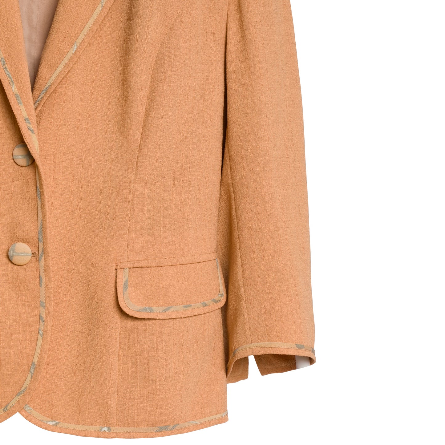 Crêpe Weave Piped Cutaway Blazer