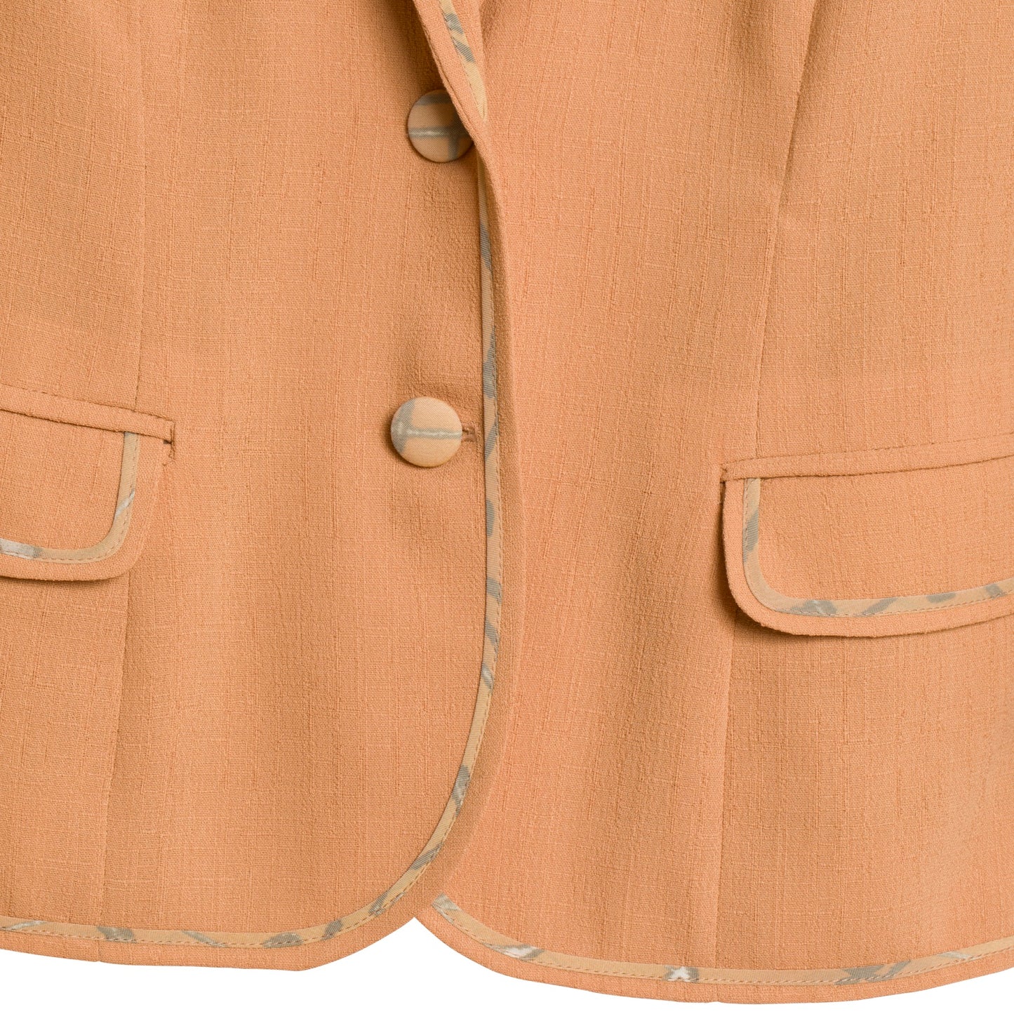 Crêpe Weave Piped Cutaway Blazer