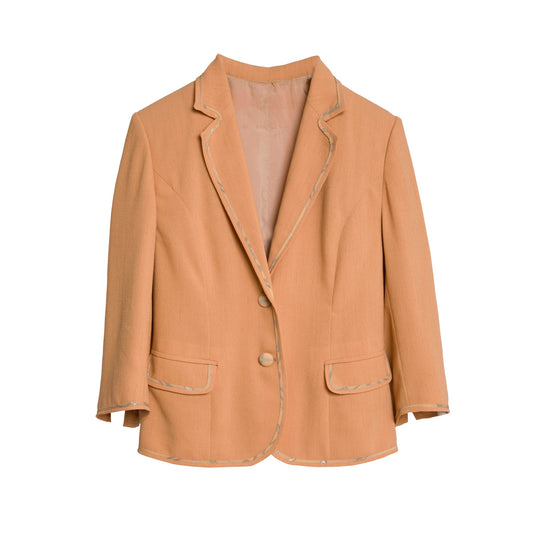 Crêpe Weave Piped Cutaway Blazer