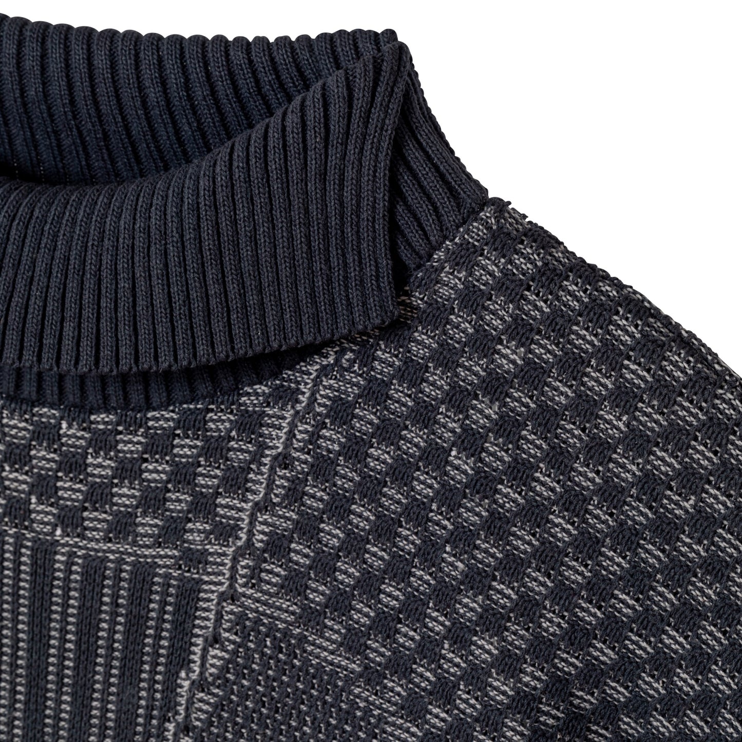 Garter Block Interlock Rib Knit Sweater