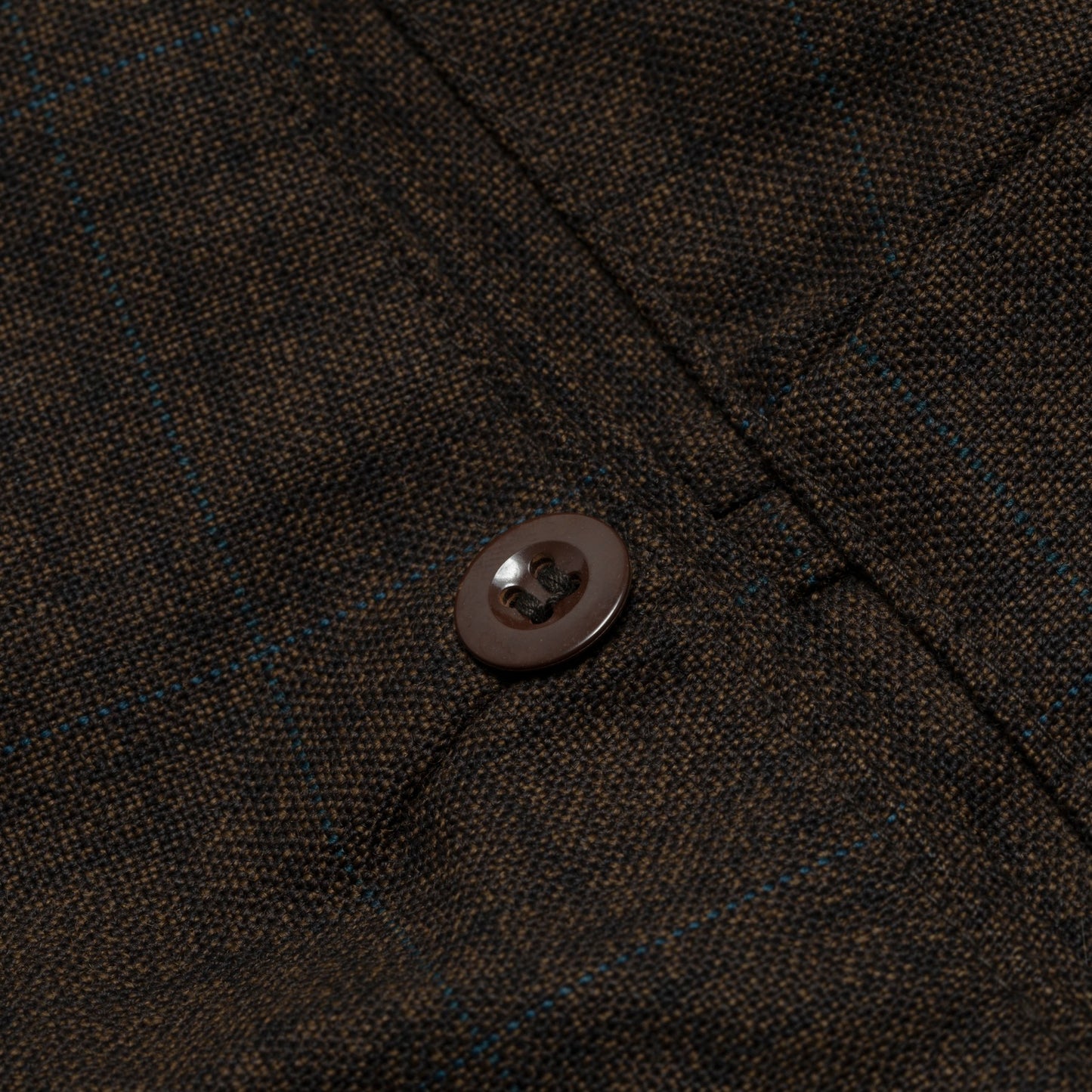 70s, Blue Overcheck, Tapered Leg, Pressed Pleats