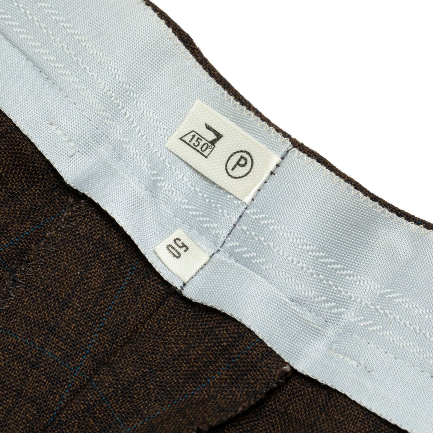 70s, Blue Overcheck, Tapered Leg, Pressed Pleats