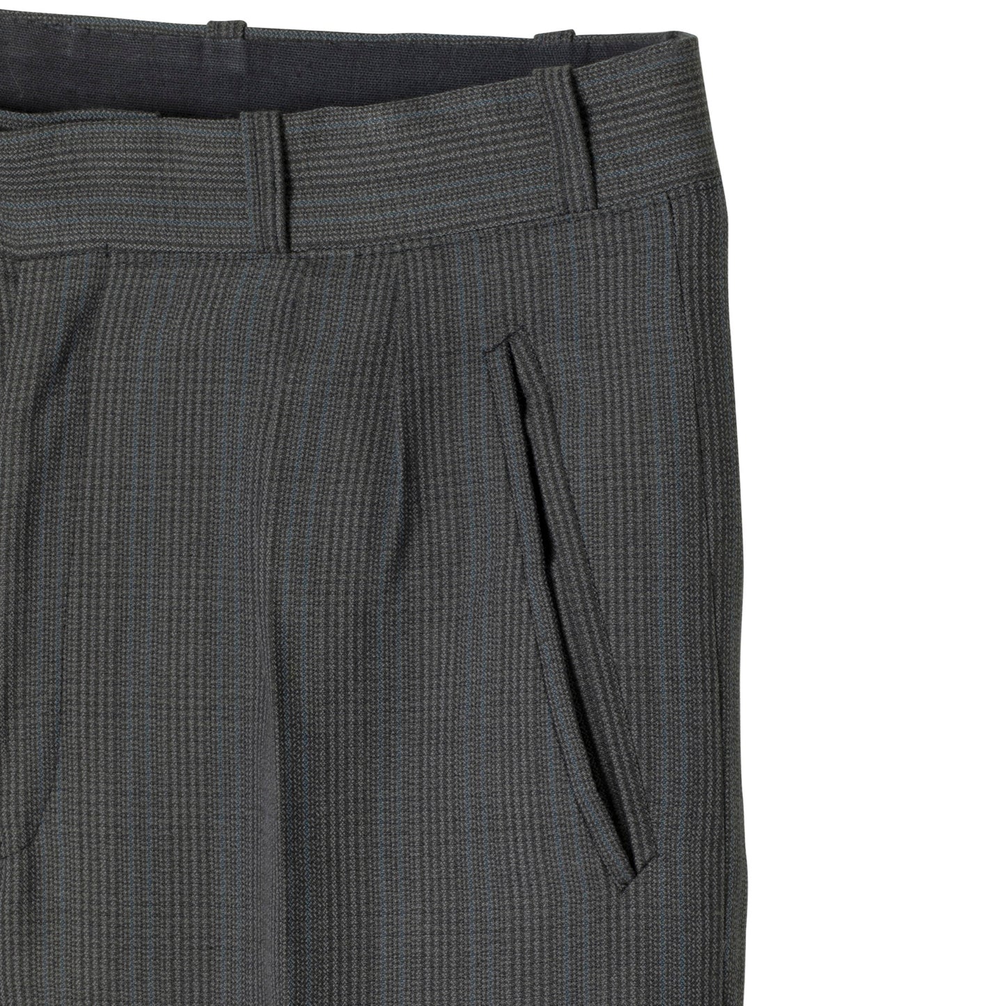 60s, Sculptural Volume, High-Twist Wool, Blue Pinstripe, Armin