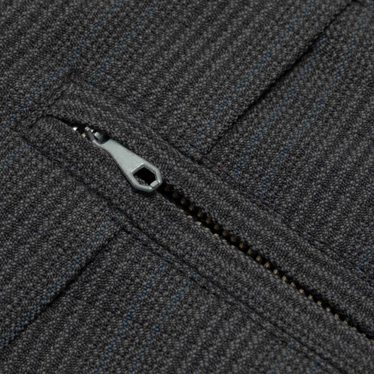 60s, Sculptural Volume, High-Twist Wool, Blue Pinstripe, Armin