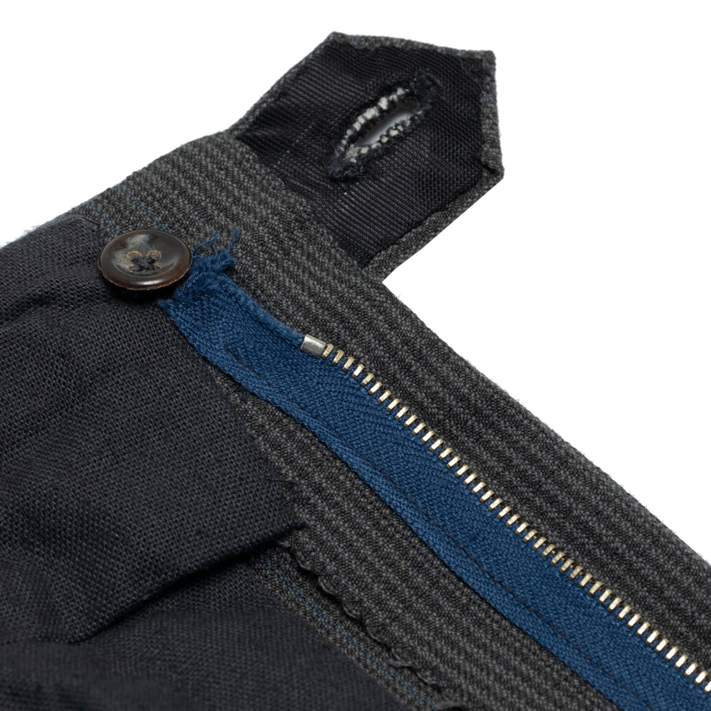 60s, Sculptural Volume, High-Twist Wool, Blue Pinstripe, Armin