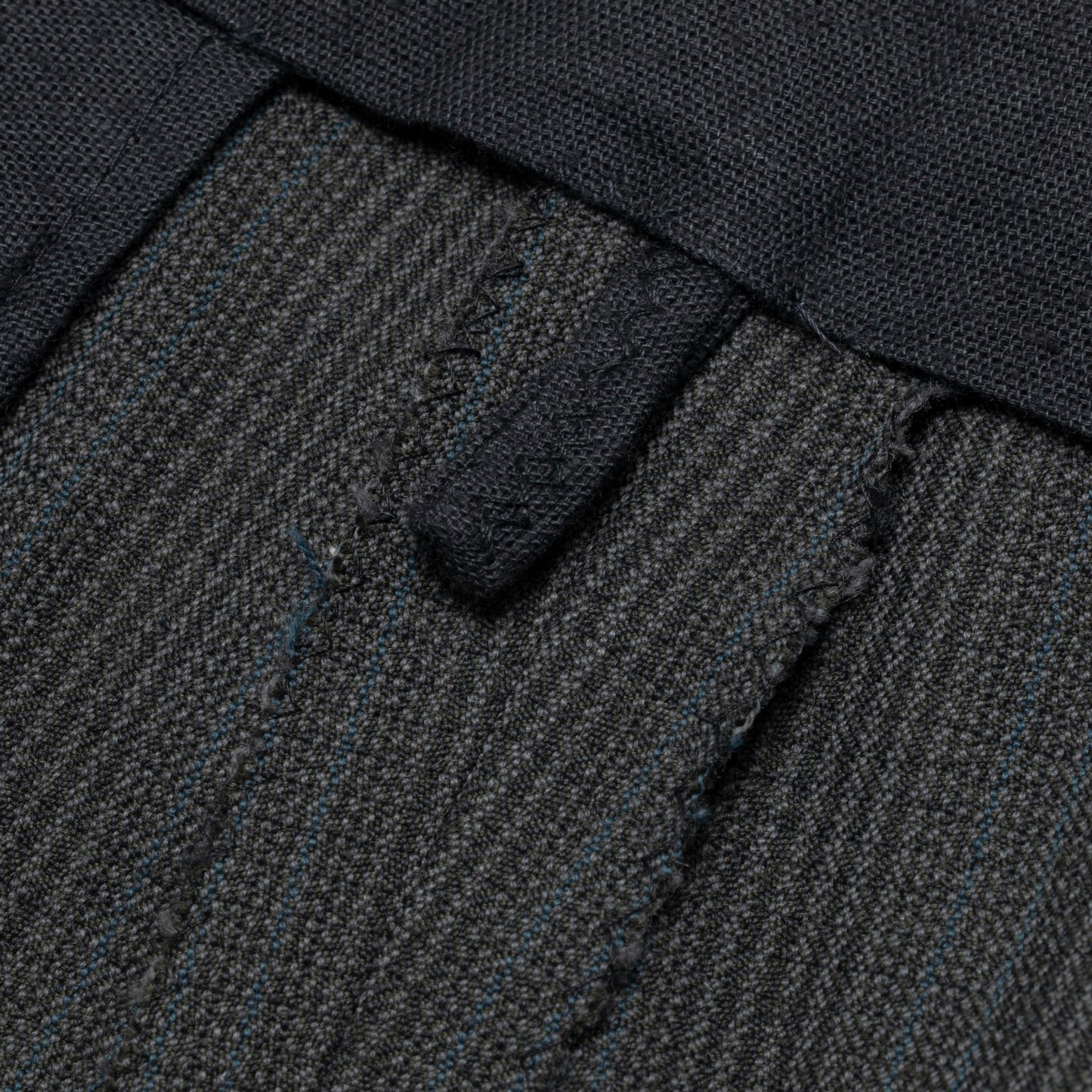 60s, Sculptural Volume, High-Twist Wool, Blue Pinstripe, Armin