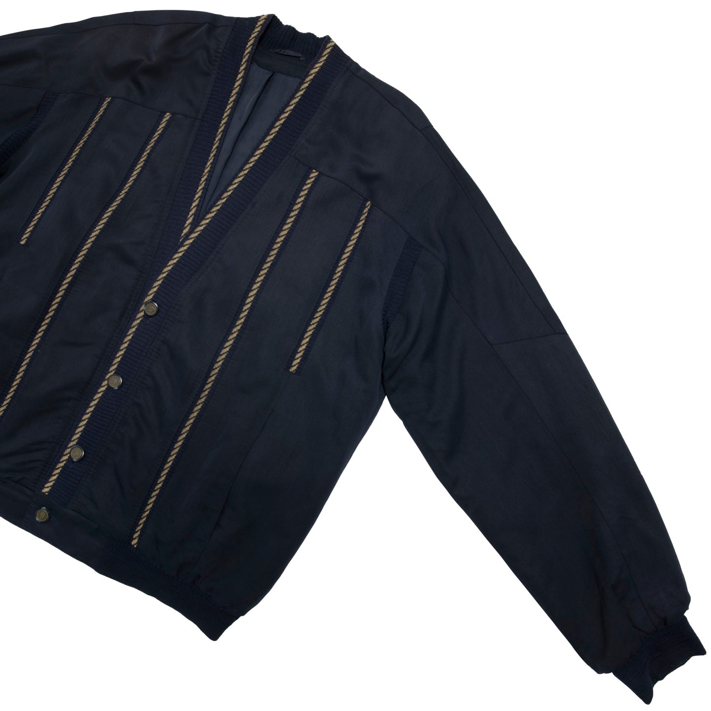 Post-WWII Gabardine Braided Rib Piping Cardigan Jacket