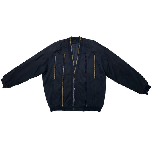 Post-WWII Gabardine Braided Rib Piping Cardigan Jacket