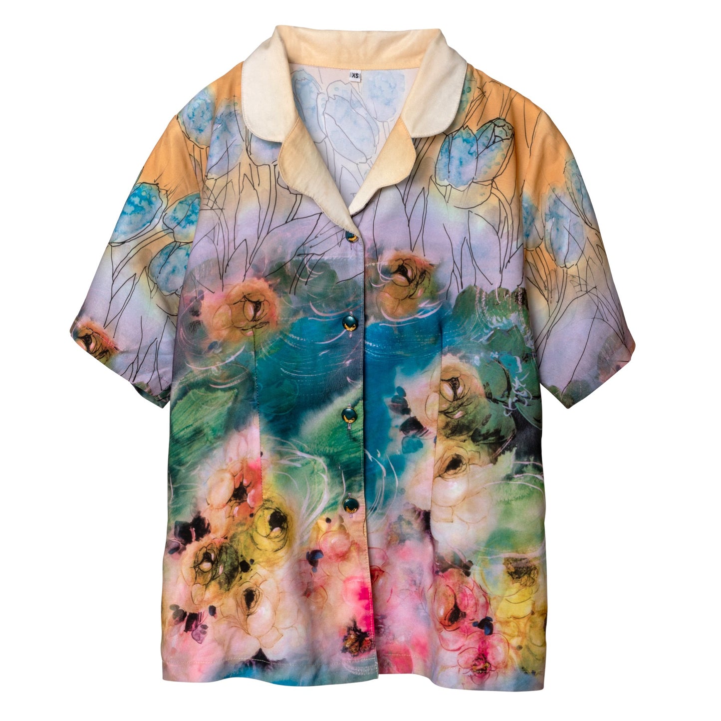 Rayon Jersey Cloverleaf Collar Short Sleeve Shirt