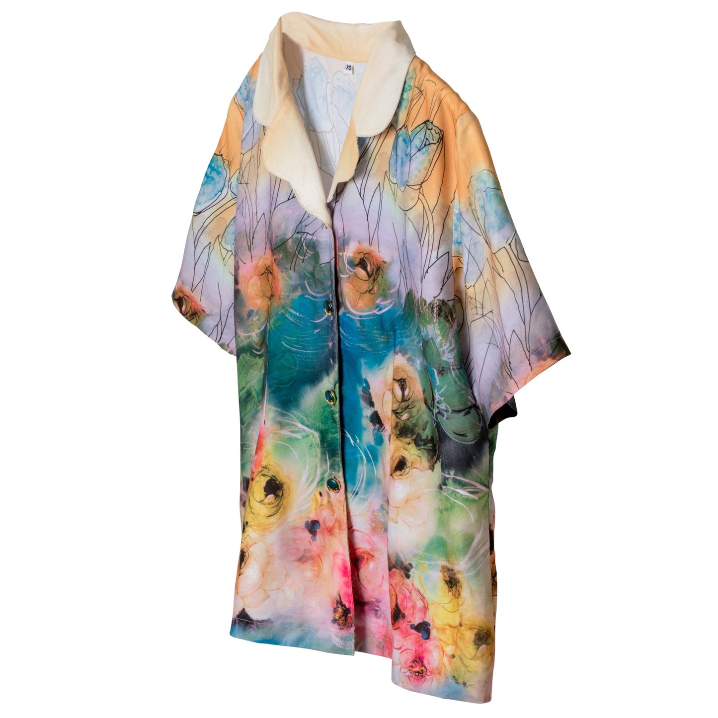 Rayon Jersey Cloverleaf Collar Short Sleeve Shirt
