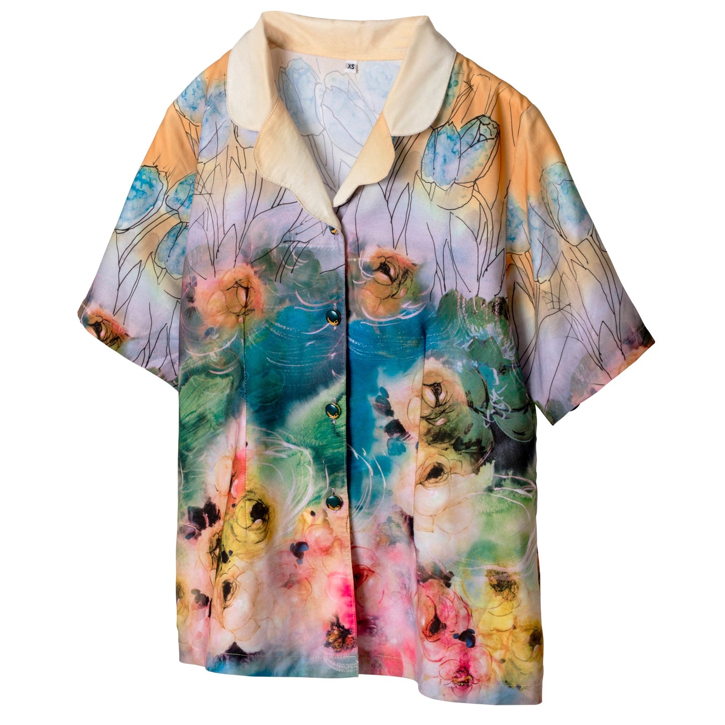 Rayon Jersey Cloverleaf Collar Short Sleeve Shirt