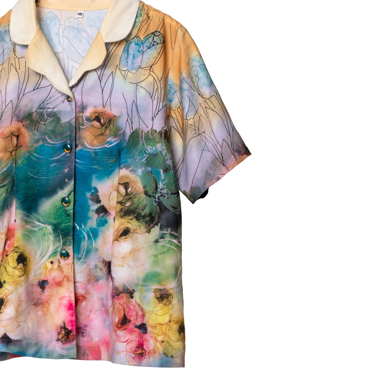 Rayon Jersey Cloverleaf Collar Short Sleeve Shirt