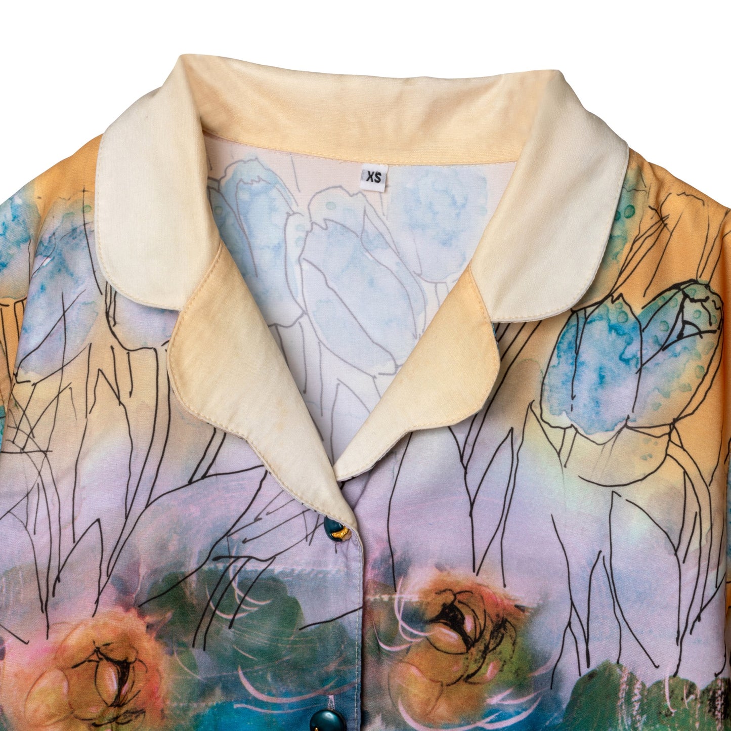 Rayon Jersey Cloverleaf Collar Short Sleeve Shirt