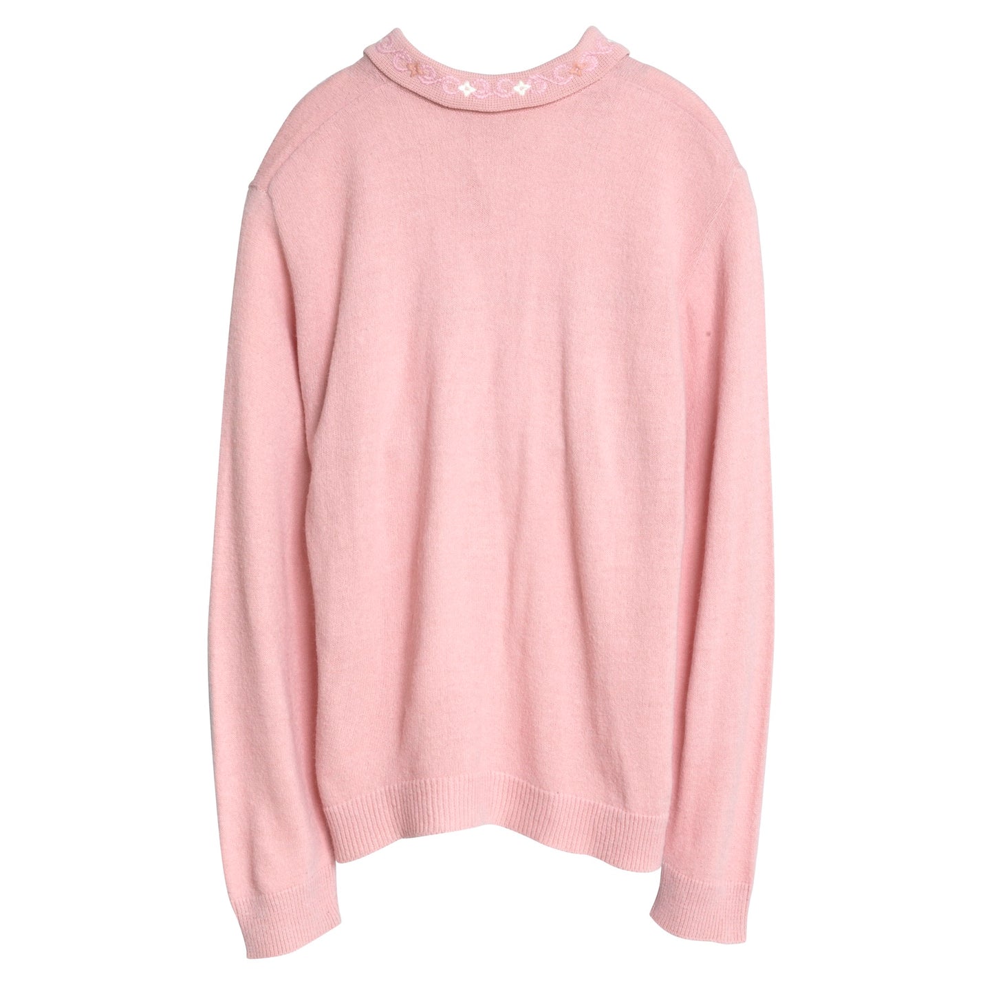 Shetland Wool Interlock Knit Embroidered Polo Sweater