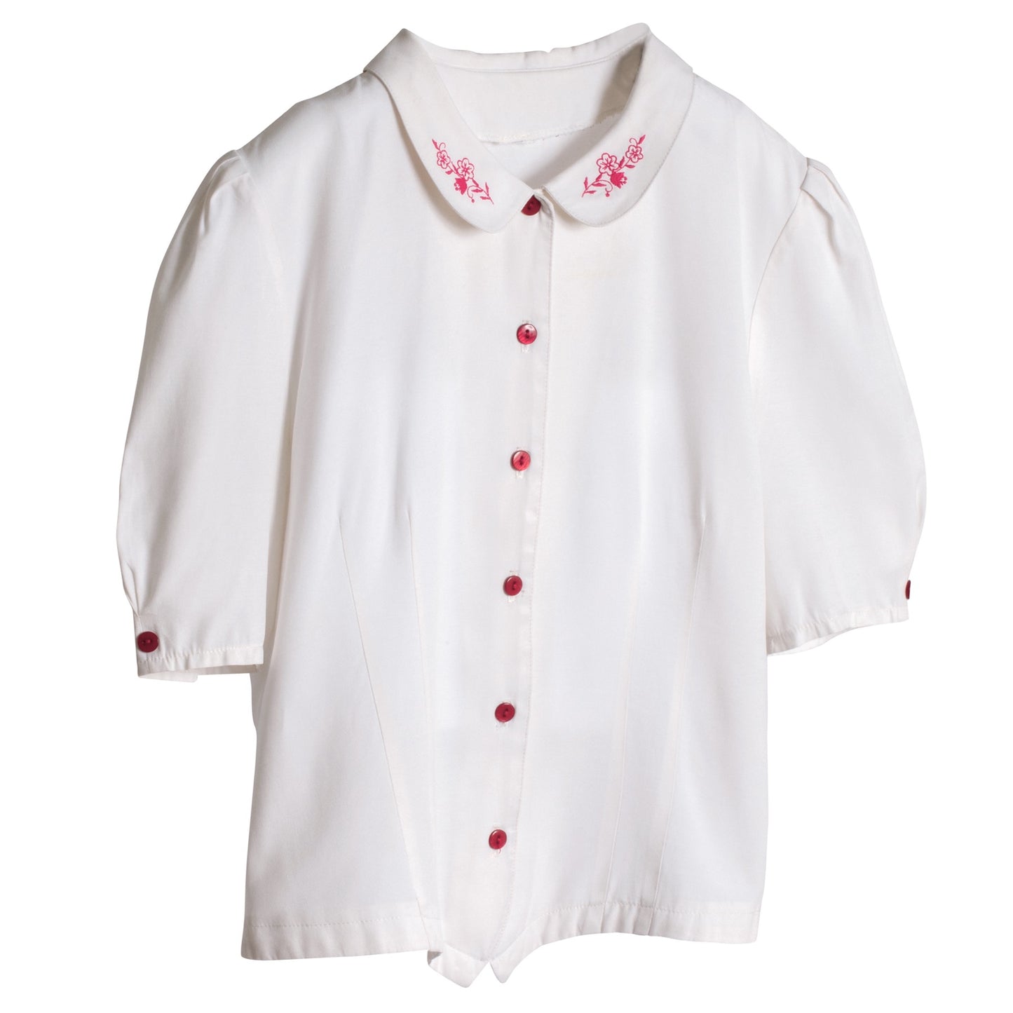 Slub Linen Embroidered Bermuda Collar T Blouse
