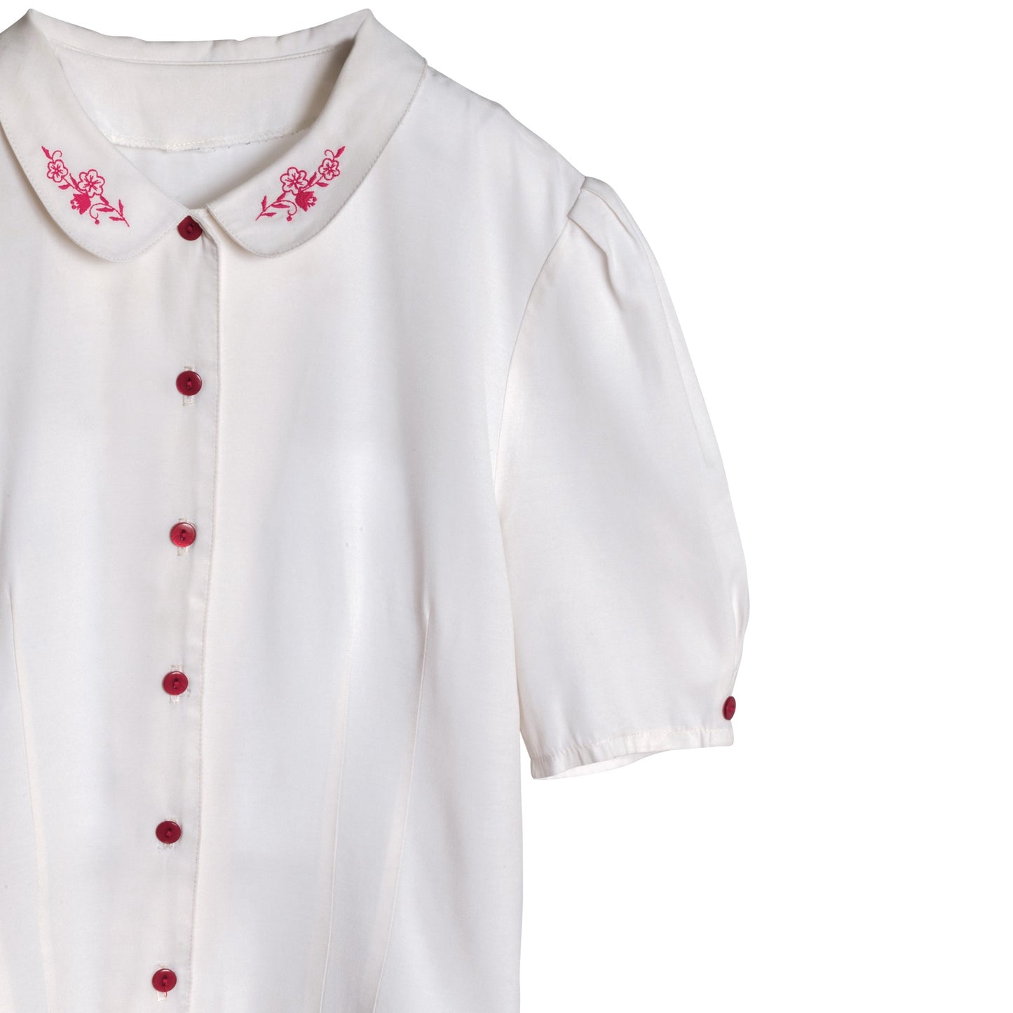 Slub Linen Embroidered Bermuda Collar T Blouse