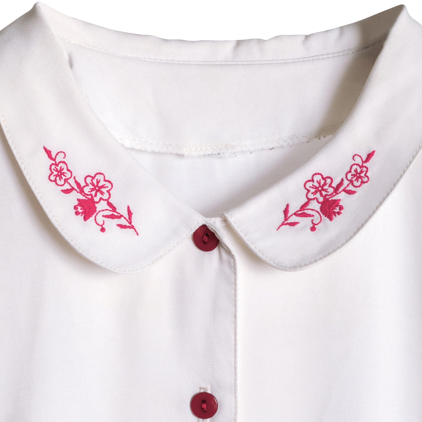 Slub Linen Embroidered Bermuda Collar T Blouse
