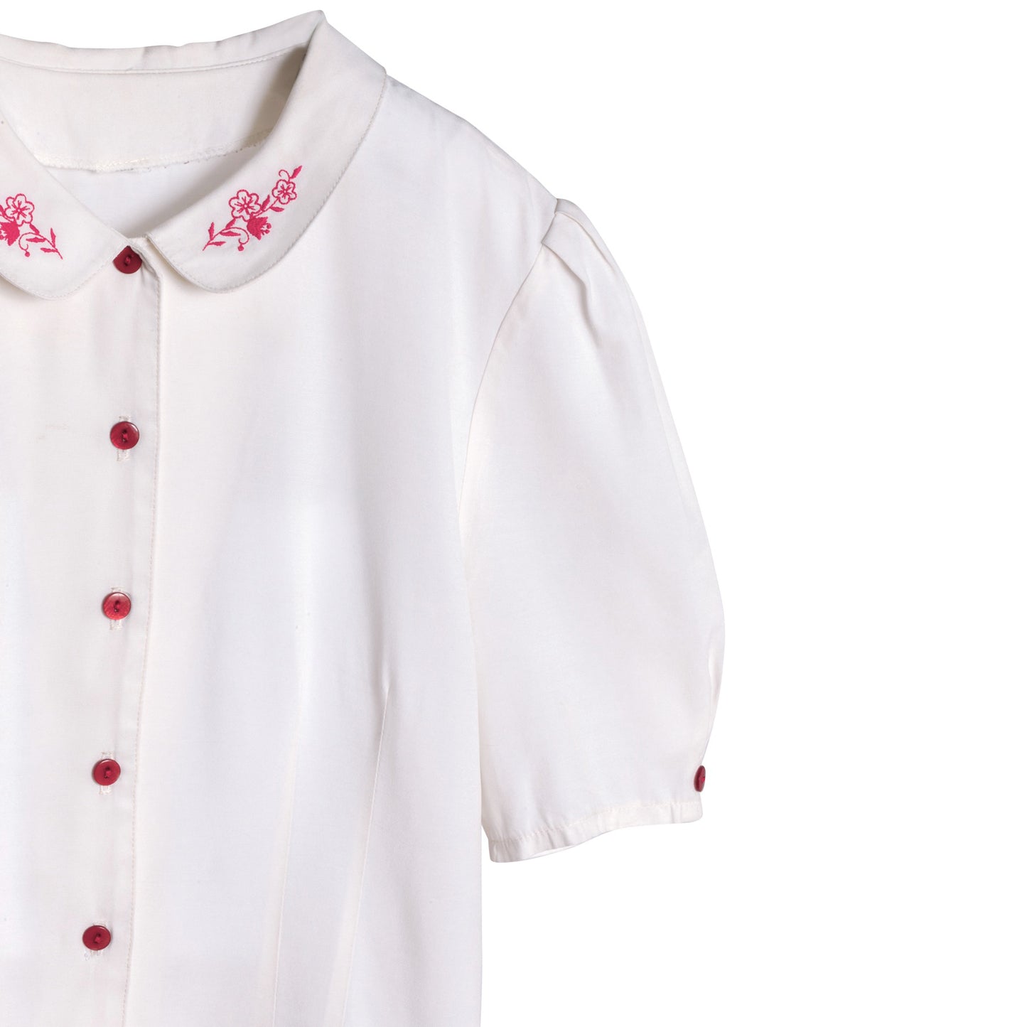 Slub Linen Embroidered Bermuda Collar T Blouse