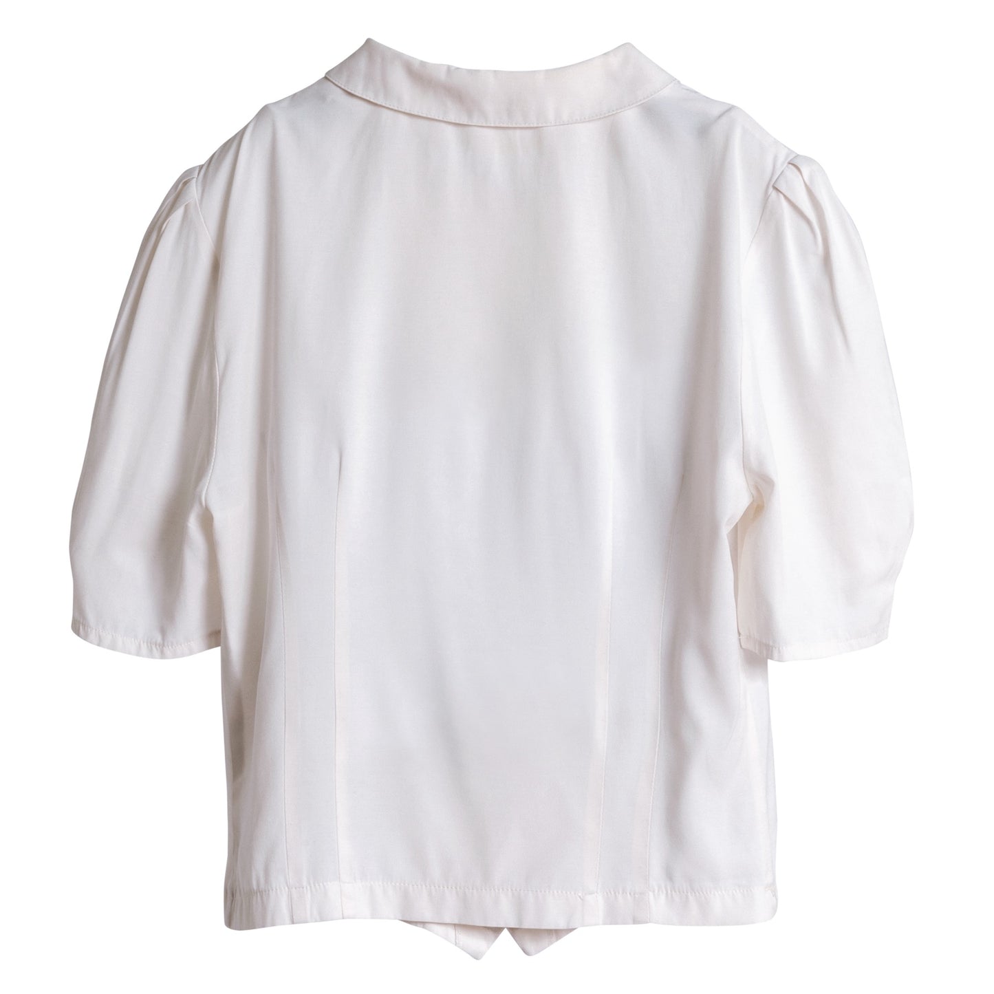 Slub Linen Embroidered Bermuda Collar T Blouse