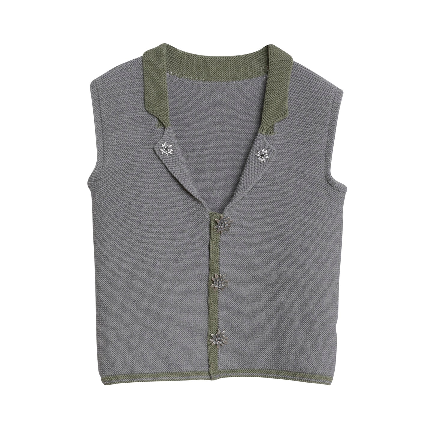 Wool Purl Knit Floral Studded Midsommar Vest