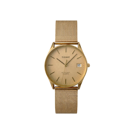 Gold-Tone Case with Milanese Bracelet, Early Quartz Era