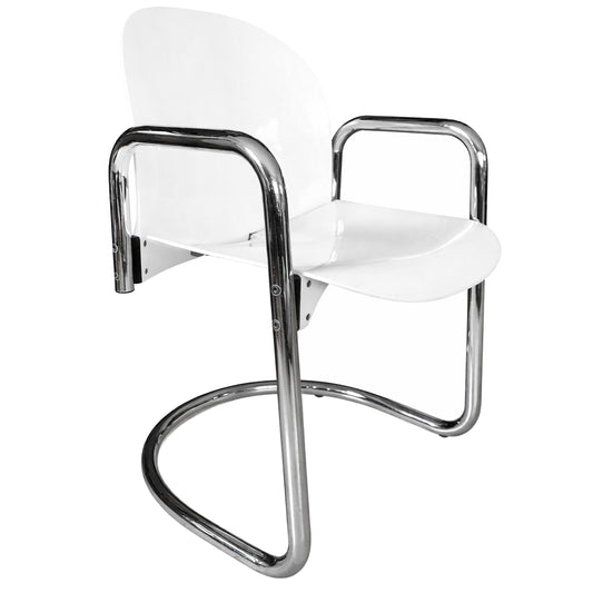 Dialogo Chair, Molded Polymer Shell on Tubular Chrome Cantilever Frame