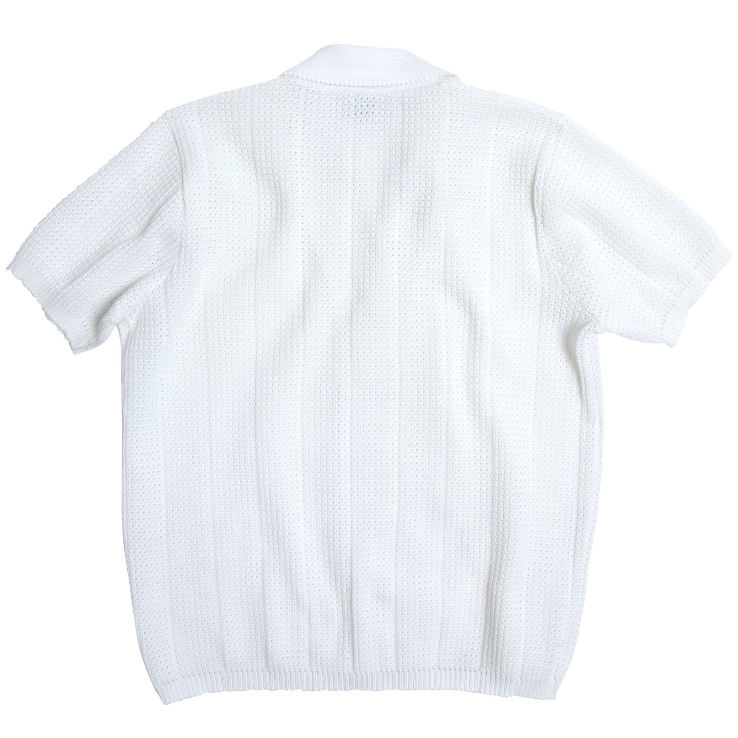 Waffle Knit Picot Collar Polo Shirt