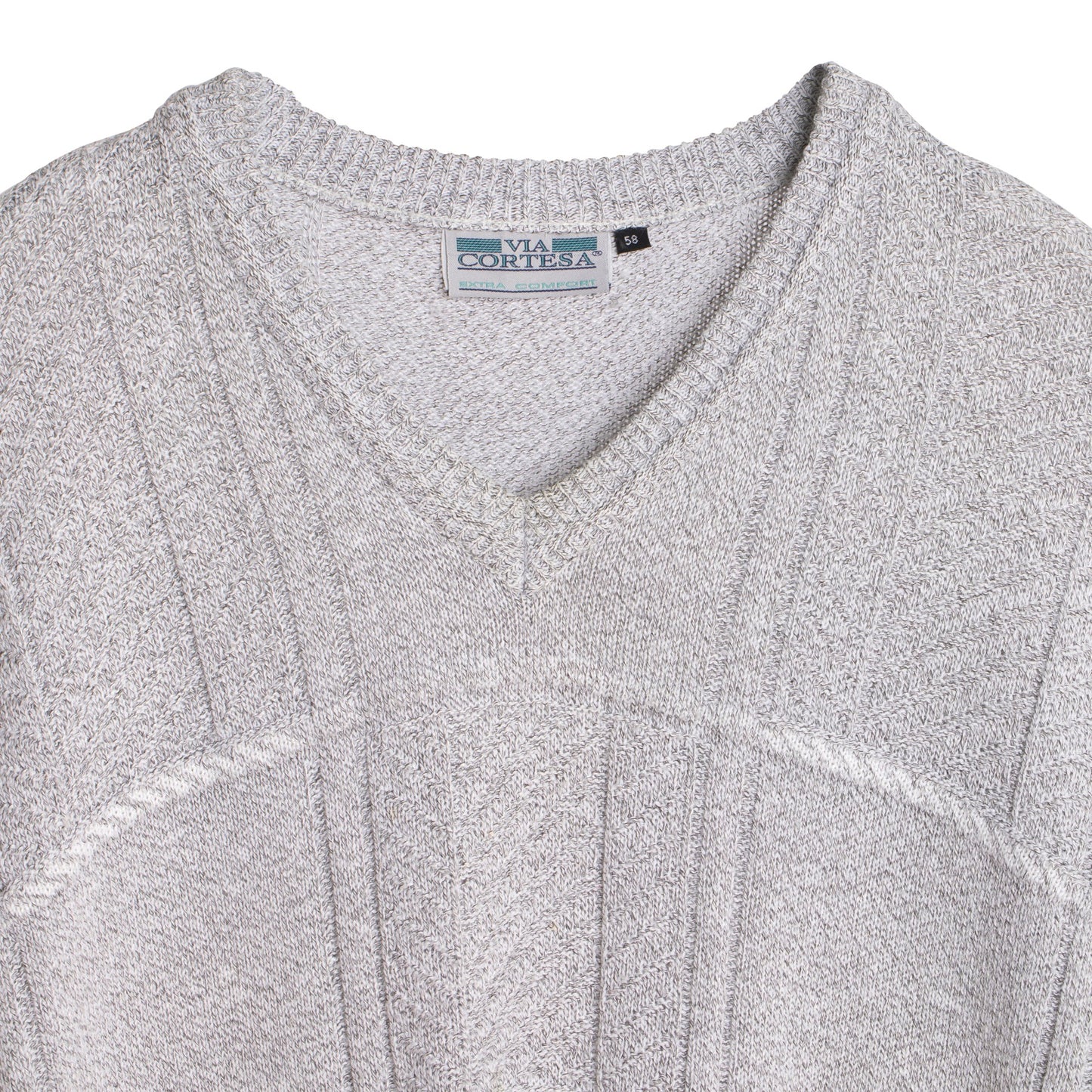 Patterned Stockinette Purl Knit Stitch Wool Blend V-Neck Sleeveless Sweater