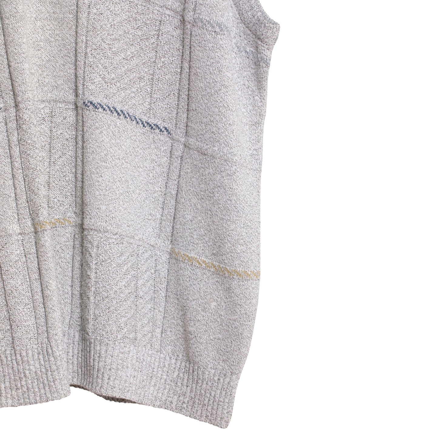 Patterned Stockinette Purl Knit Stitch Wool Blend V-Neck Sleeveless Sweater